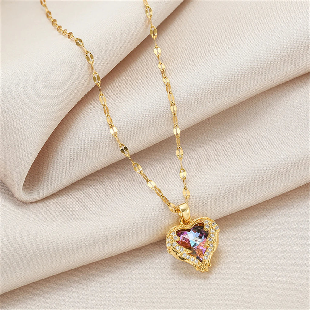 Collier cœur doré — chaîne en acier inoxydable
