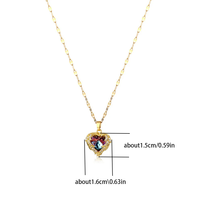 Collier cœur doré — chaîne en acier inoxydable