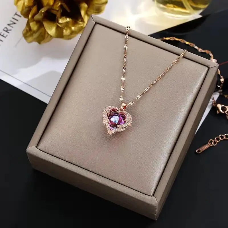 Collier cœur doré — chaîne en acier inoxydable
