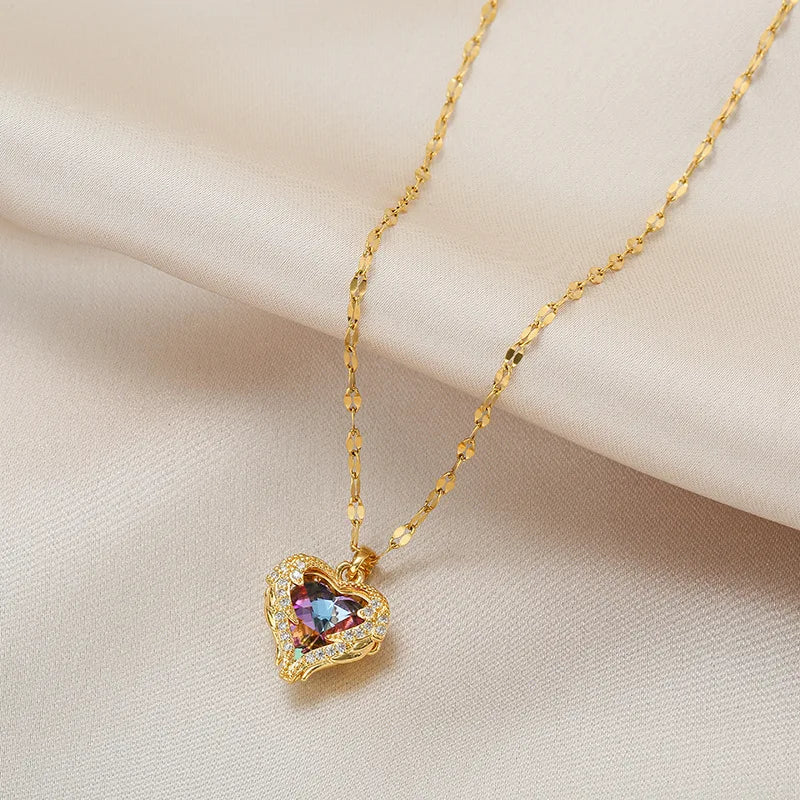 Collier cœur doré — chaîne en acier inoxydable