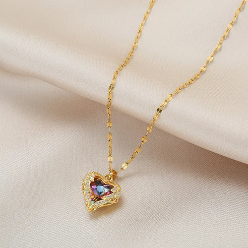 Collier cœur doré — chaîne en acier inoxydable